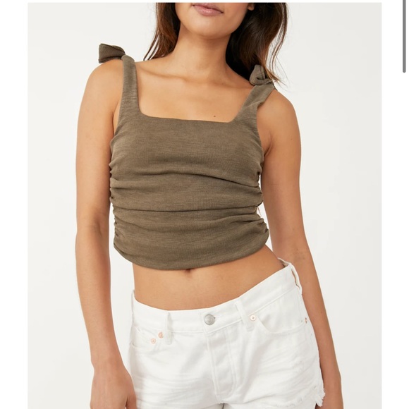NEW Free People Women's Boulevard Washed Rib Crop Top in Oregano - size S - Picture 1 of 11